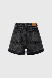 Short Niña Tiro Alto Con Tachas Negro