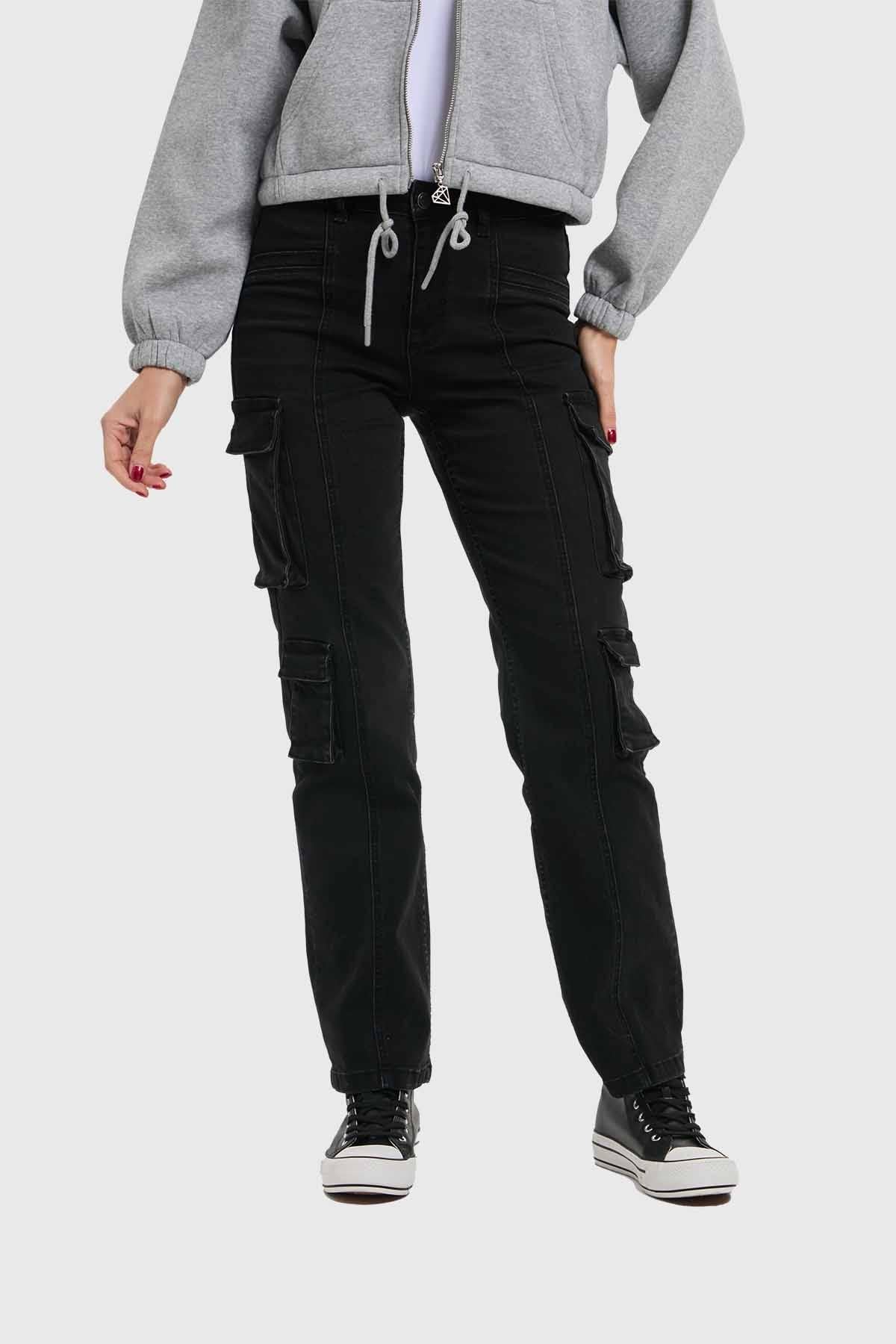 Jeans Mujer Denim Calce Recto Negro