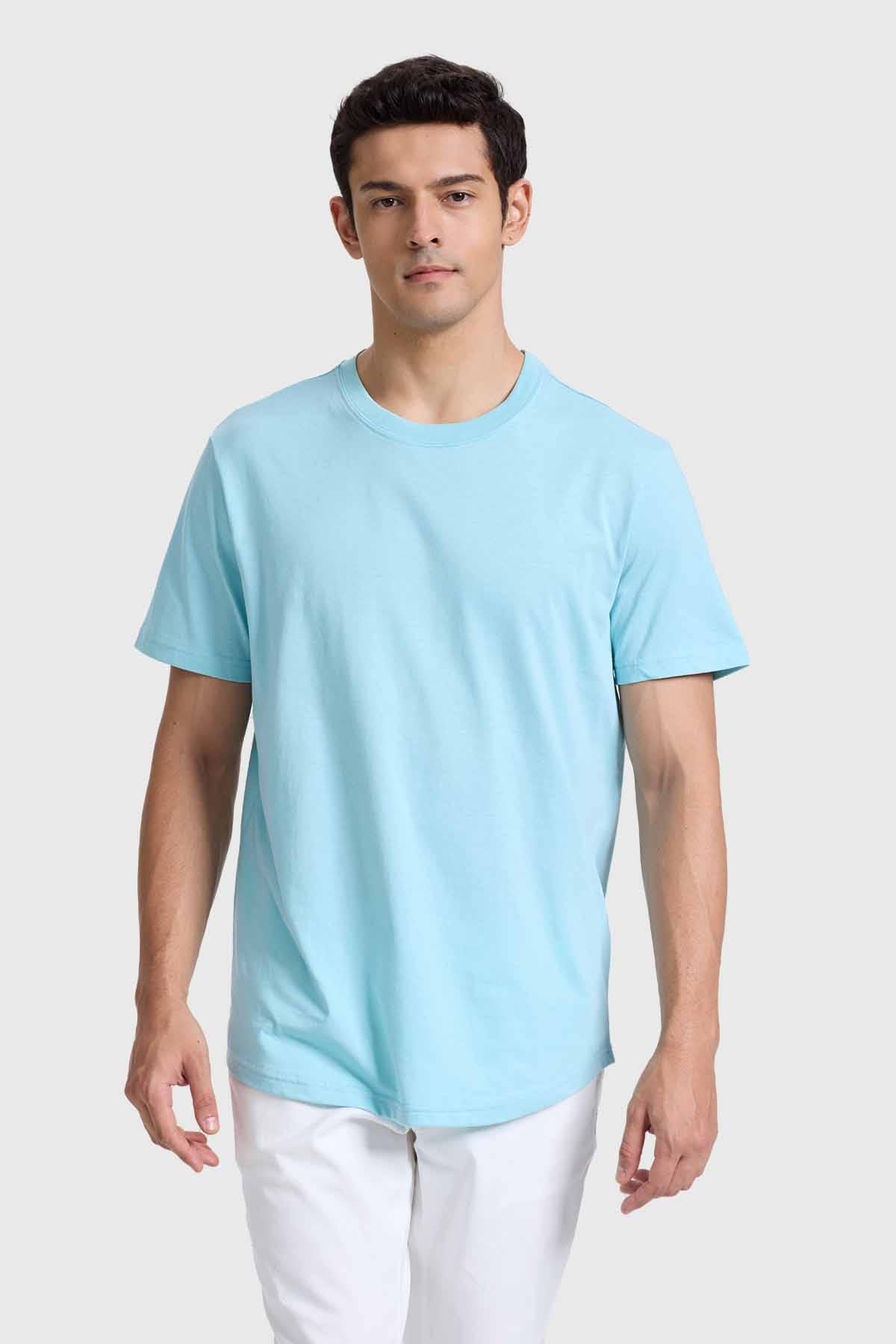 Polera Hombre Long Fit Básica Turquesa