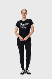 Polera Mujer Básica Print Negro / Gris