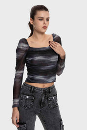 Polera Mujer Drapeada Bardot Gris