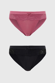 Calzón Mujer Bipack Pantaleta Detalle Encaje Malva