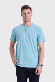 Polera Hombre Tres Botones Celeste