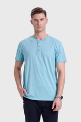 Polera Hombre Tres Botones Celeste