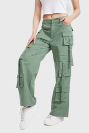 Pantalón Mujer Cargo Tiras Verde