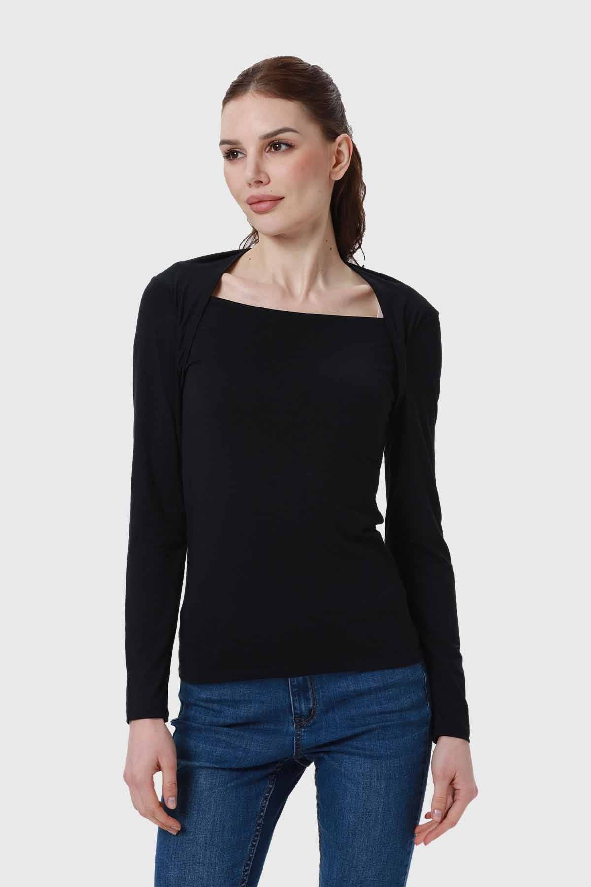 Polera Mujer Aplicación Cuello Negro