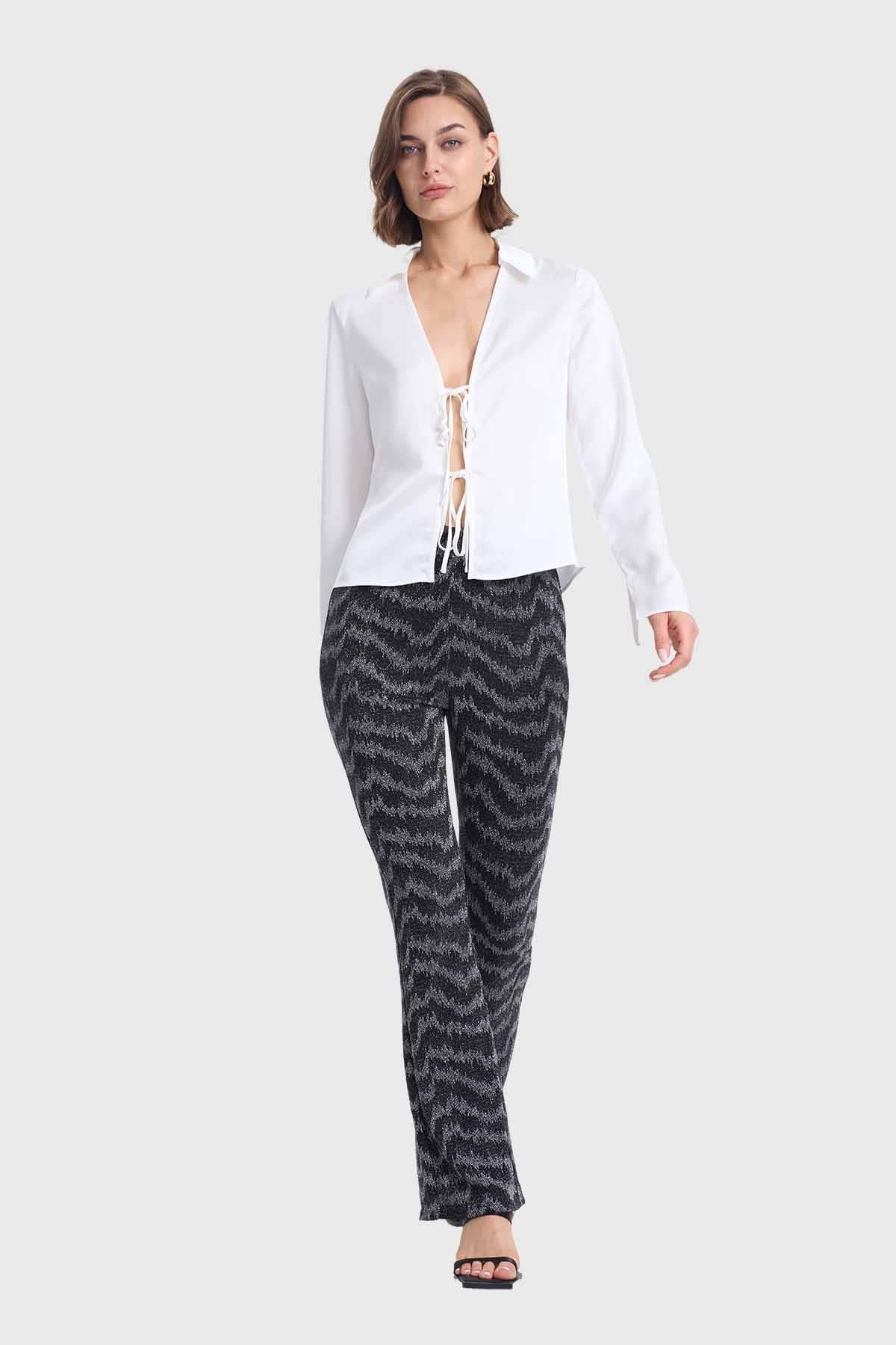 Blusa Mujer Con Amarras Crudo