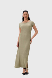 Vestido Mujer Largo Abertura Verde