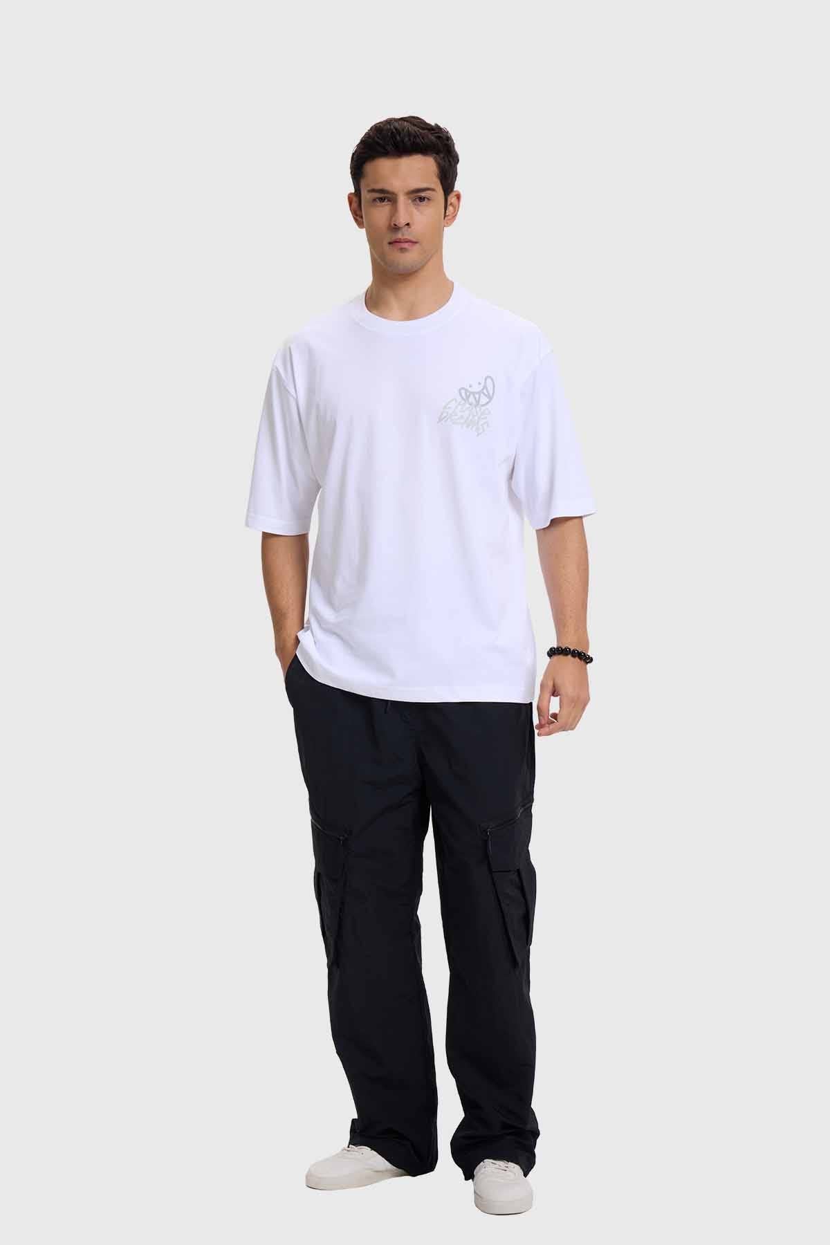 Polera Hombre Print Graffiti Blanco