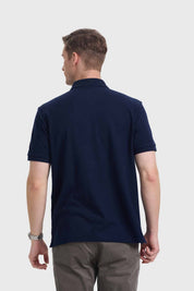 Polera Hombre Piqué Básica Azul