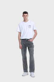 Jeans Hombre Straight Costura Gris