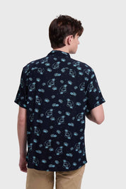 Camisa Hombre Mini Print Azul