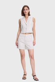 Blazer Mujer Lino Rayado Crudo