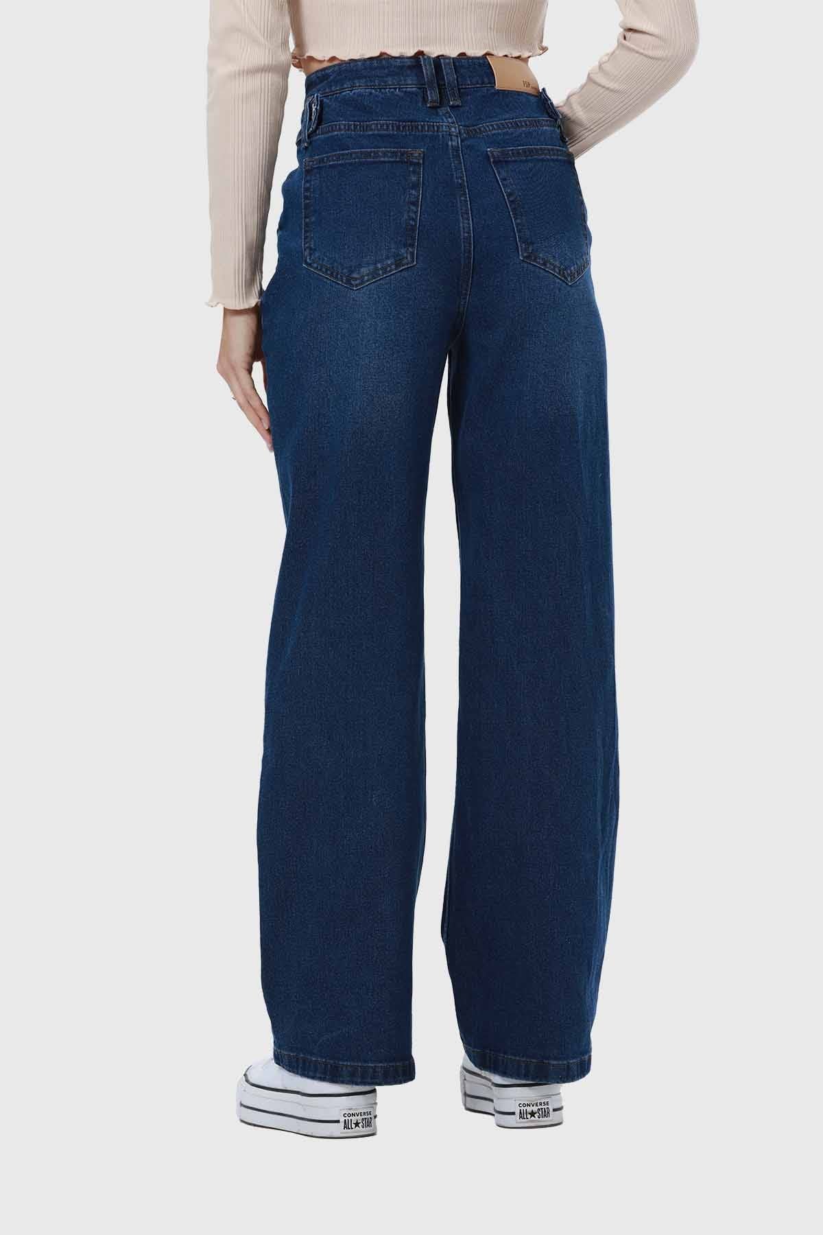 Jeans Mujer Linea Media Calce Recto Azul