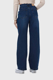 Jeans Mujer Linea Media Calce Recto Azul