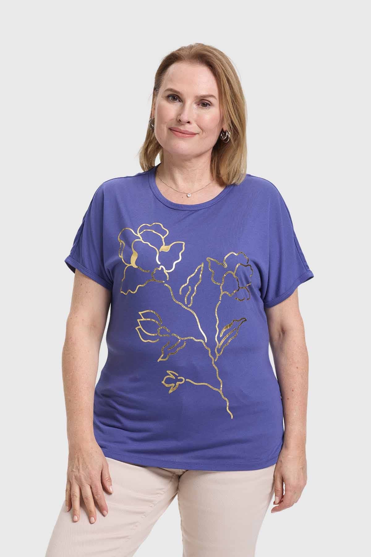 Polera Mujer Dorada Azul