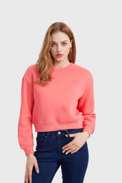 Polerón Mujer Cropped Bordado Coral