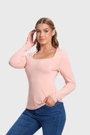 Polera Mujer Escote Cuadrado Rosado