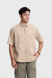 Camisa Hombre Denim Bolsillo Caqui