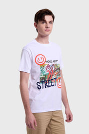 Polera Hombre Graffiti Blanco