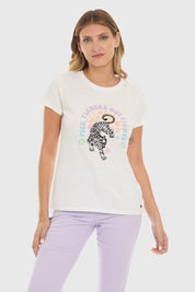 Polera Mujer Básica Print Crudo