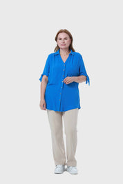 Blusa Mujer Aplicación Amarra Azul