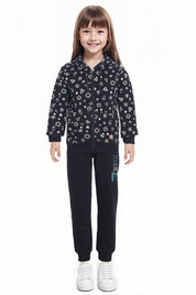 Polerón Niña Básico Print Negro