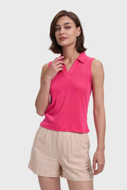 Polera Mujer Escote En V Fucsia