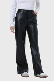 Pantalón Mujer Croco Efecto Cuero Negro