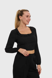 Blusa Mujer Manga Globo Negro