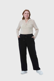 Pantalón Buzo Mujer Con Cordón Y Bolsillo Negro