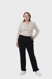 Pantalón Buzo Mujer Con Cordón Y Bolsillo Negro