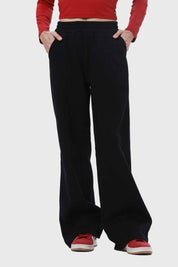 Pantalón Buzo Mujer Wide Leg Básico Negro