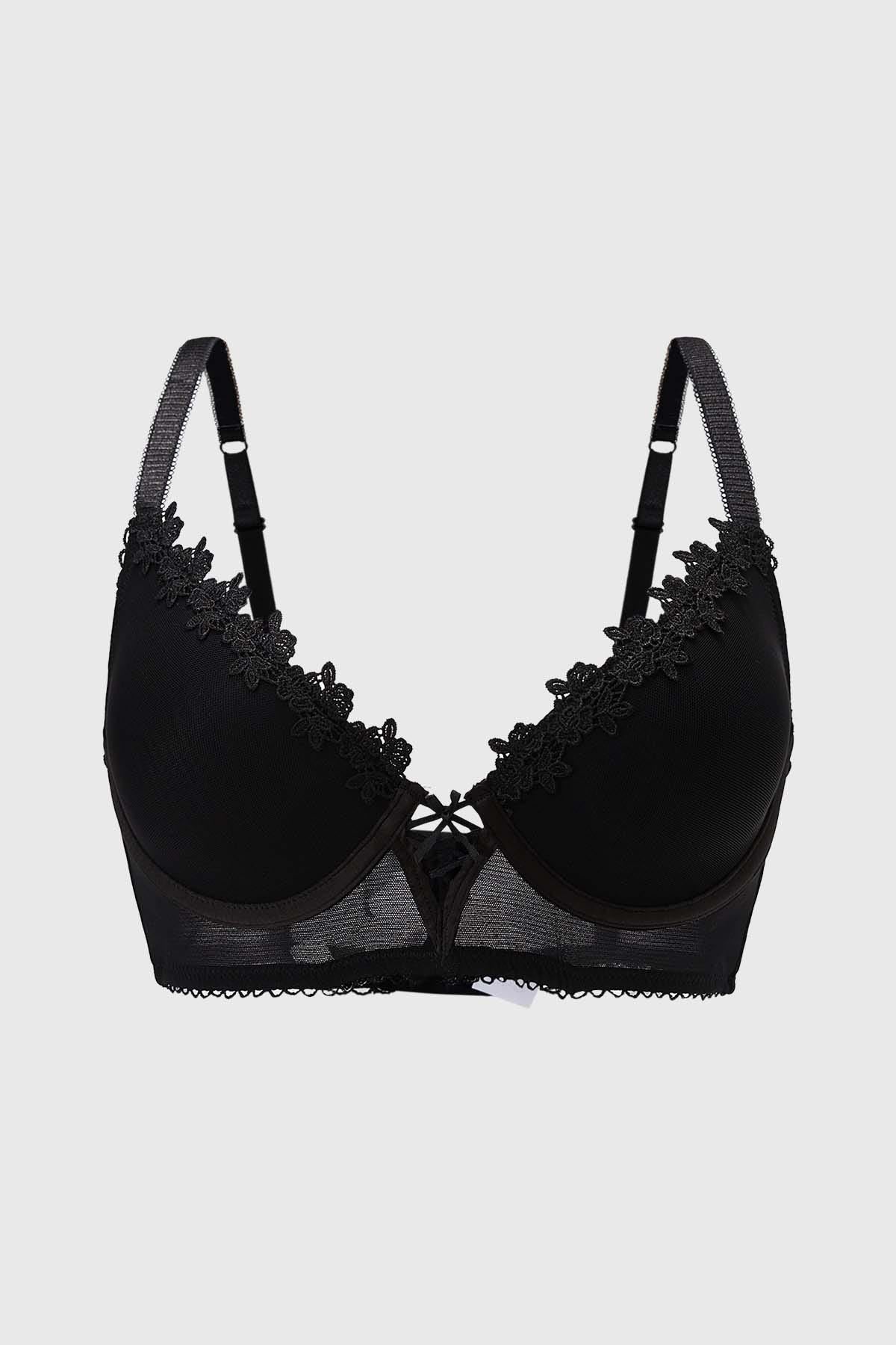 Sostén Mujer Copa Detalle Macramé Negro