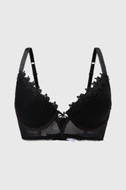 Sostén Mujer Copa Detalle Macramé Negro