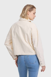 Chaqueta Mujer Abotonada Arena