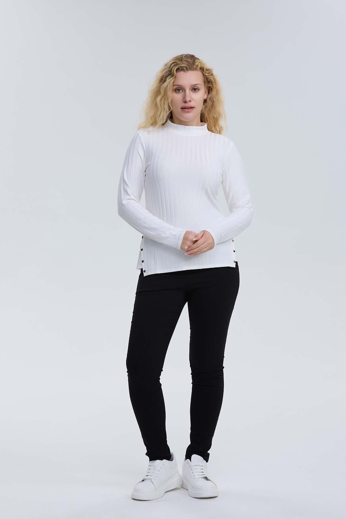 Polera Mujer Abertura A Los Costados Crudo
