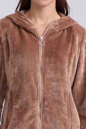 Polar Mujer Peludo Con Bolsillo Chocolate