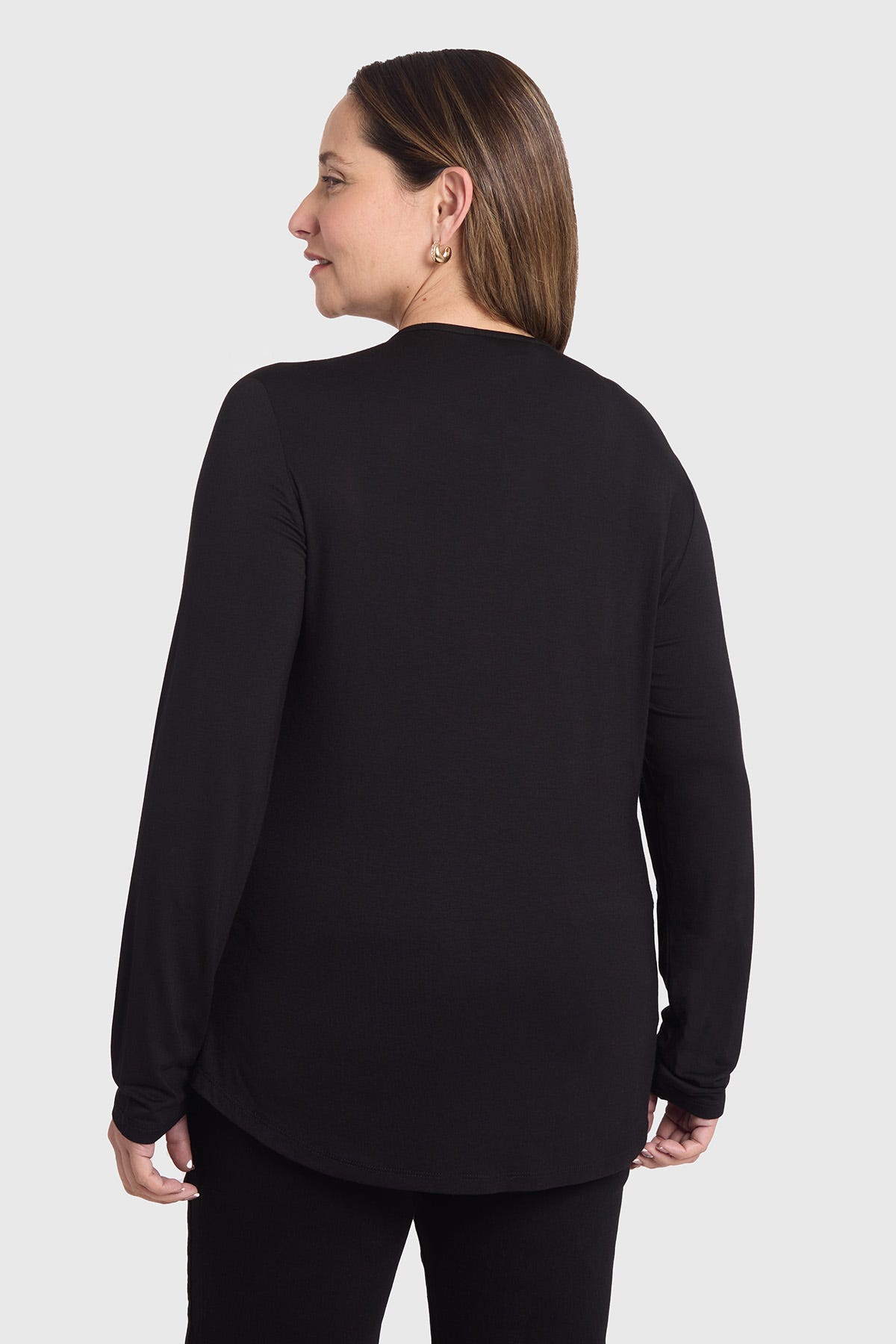 Polera Mujer Evasé Con Aplicación Escoces Negro