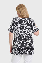 Polera Mujer Aplicación Print Negro