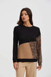 Polera Mujer Manga Larga Cortes Block Beige