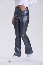 Jeans Mujer Flare Engomado Gris