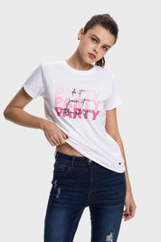 Polera Mujer Básica Print Blanco