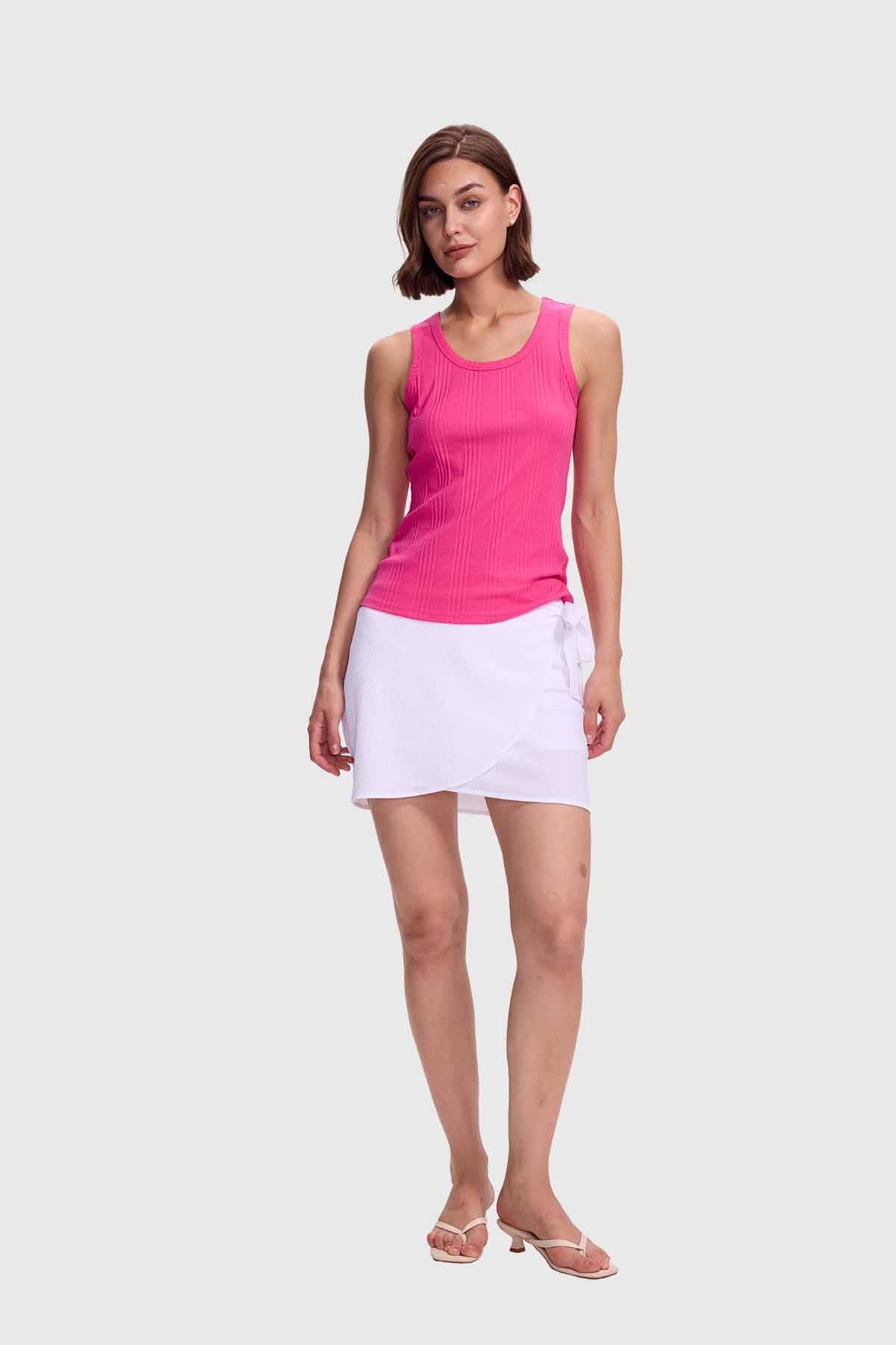 Polera Mujer Rib Rayas Y Fucsia
