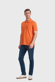 Polera Hombre Piqué Básica Naranjo