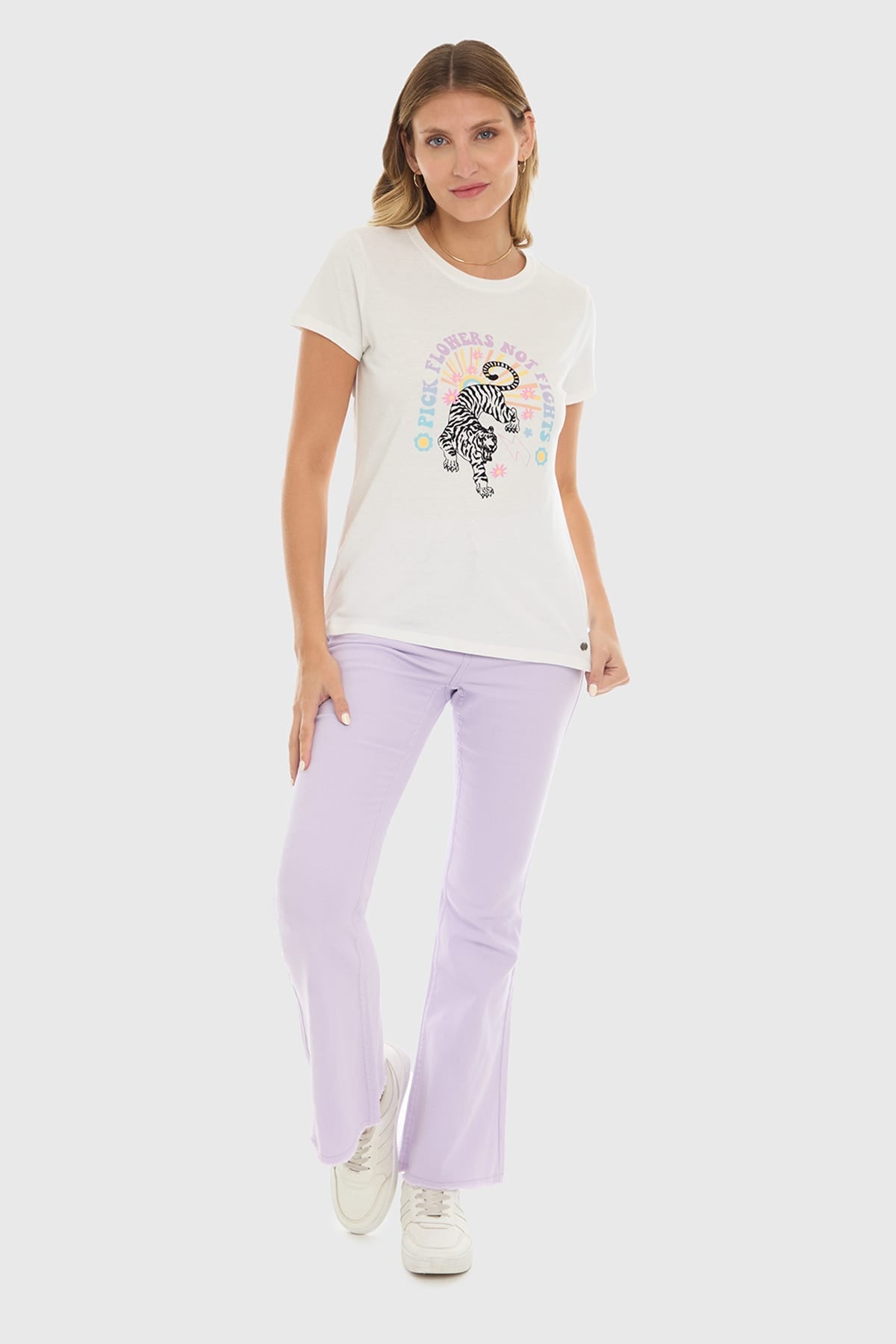 Polera Mujer Básica Print Crudo