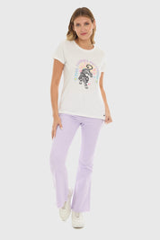 Polera Mujer Básica Print Crudo