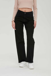 Jeans Mujer Wide Leg Wide Leg Negro