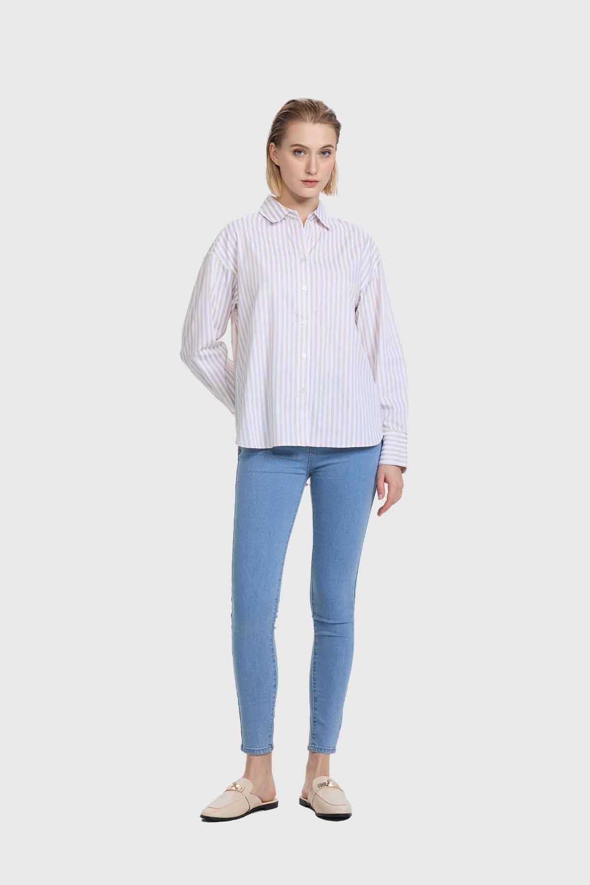 Blusa Mujer Puño Ancho Arena