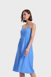 Vestido Mujer Pabilo Lino Celeste